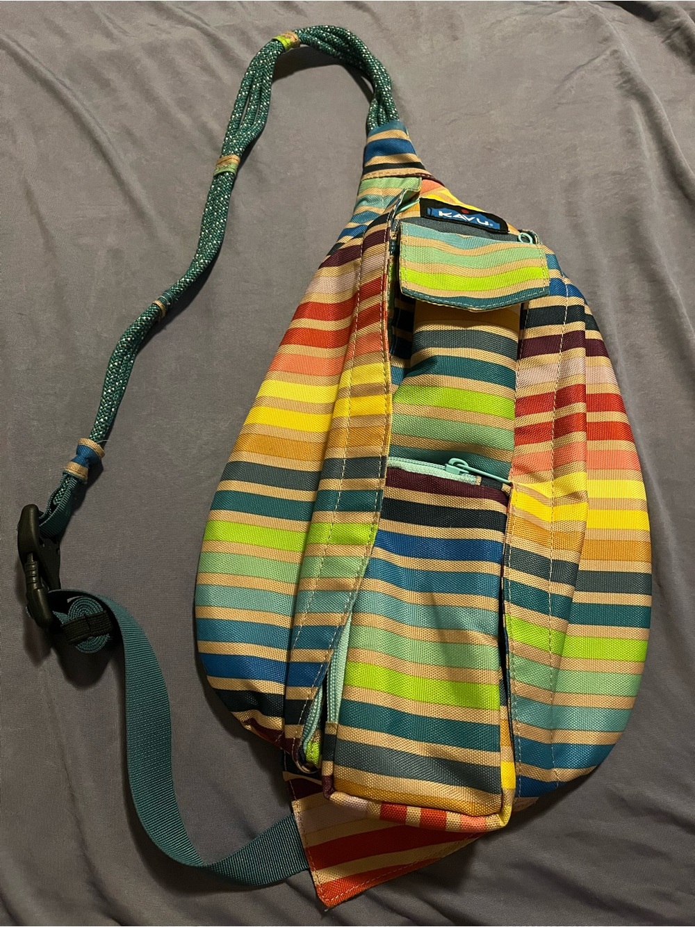 Kavu Rainbow Striped Rope Sling Bag